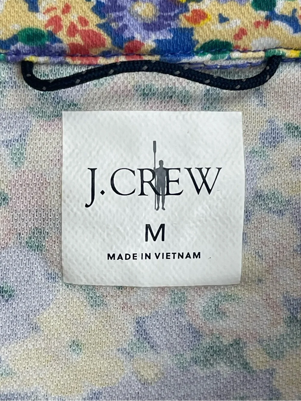 J Crew classic fit performance polo yellow and blue floral size medium